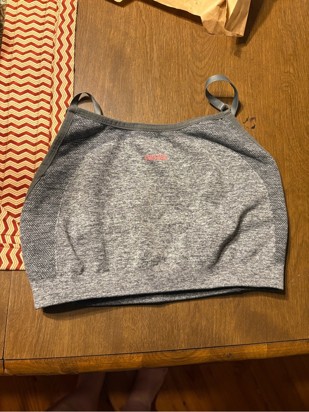 Gymshark Gray Heather Seamless Sports Bra with Logo Tag